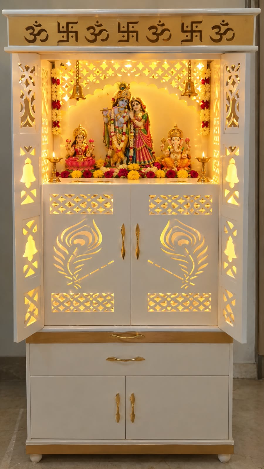 Almirah Style Wooden Home Temple - view 1