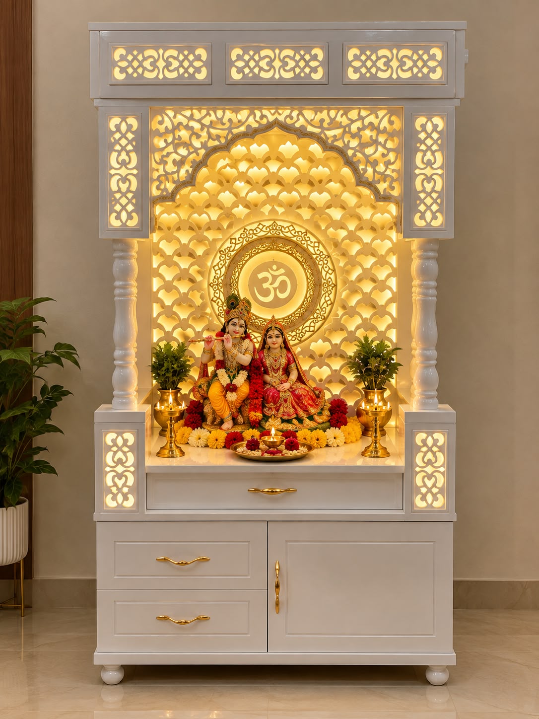 Premium Acrylic Om LED Temple with Pillars - view 1